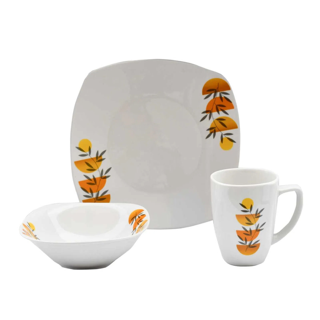 VAJILLA HOME LIFE SK-12S-04 CUADRADA 12PZ CON DISEÑO