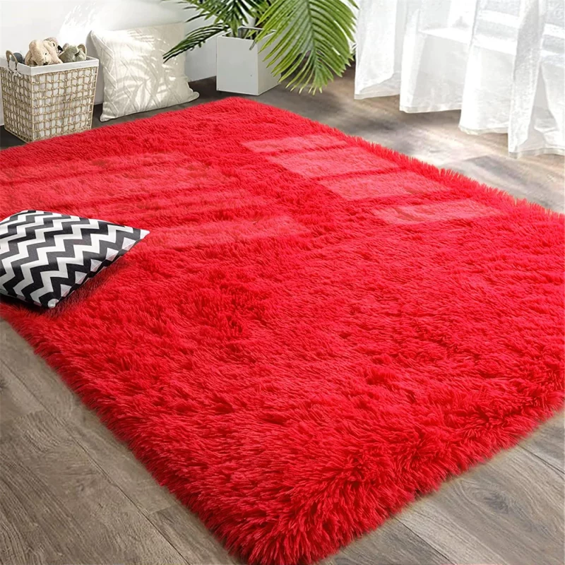 Alfombra De Felpa Suave Roja De 75 Cm X 2 M