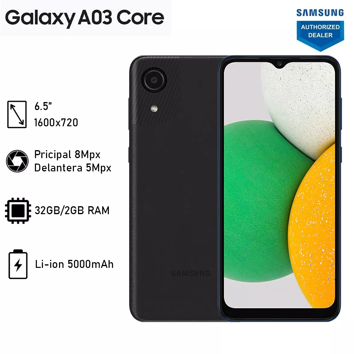 CELULAR SAMSUNG GALAXY A03 CORE 6,5″ 2GB 32GB DS NEGRO