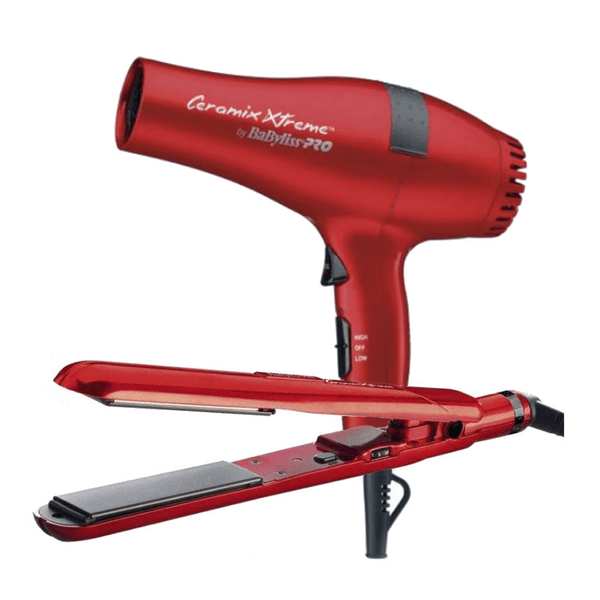 Babyliss pro juego de secador y plancha xtreme color rojo