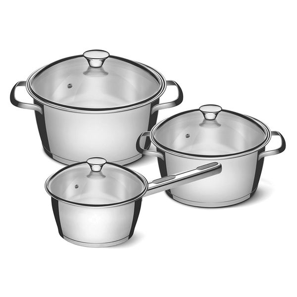 Tramontina Juego de Ollas 3 Piezas Acero Inoxidable