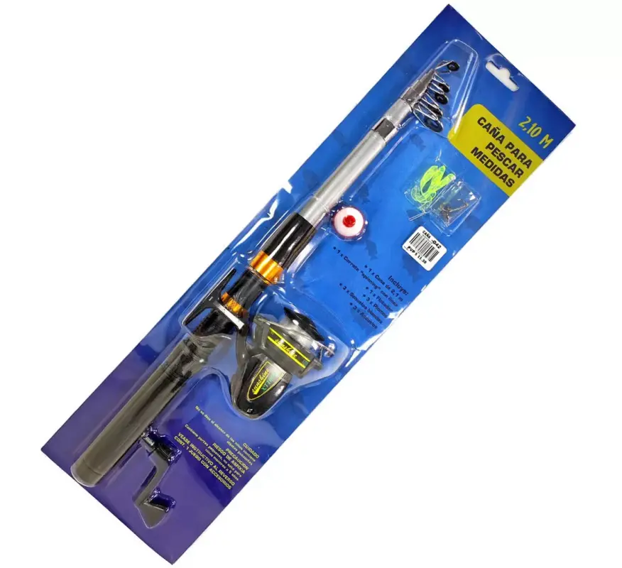 SM Caña de Pescar 210 Cm Carrete Spinning línea Material PVC