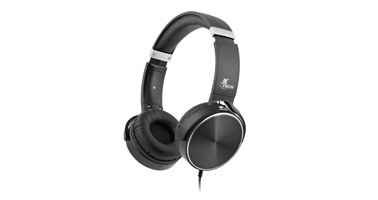 AUDIFONO + MICROFONO SPIRAL XTECH ON EAR 3.5mm / NEGRO