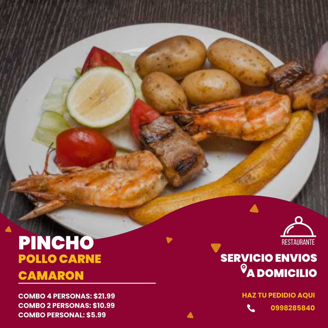 Pincho Pollo Carne Camarón