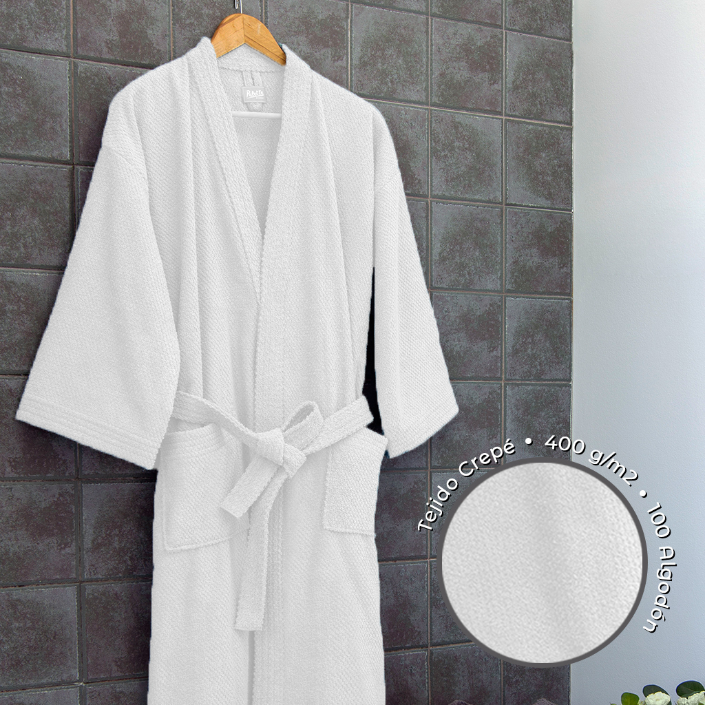 BATA DE BAÑO DINASTIC EXTRA GRANDE 100% ALGODON COLOR BLANCO